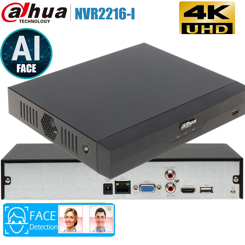 Mutil язык Dahua AI уход за кожей лица видео Регистраторы 16CH NVR NVR2216-I WizSense сети сетевой