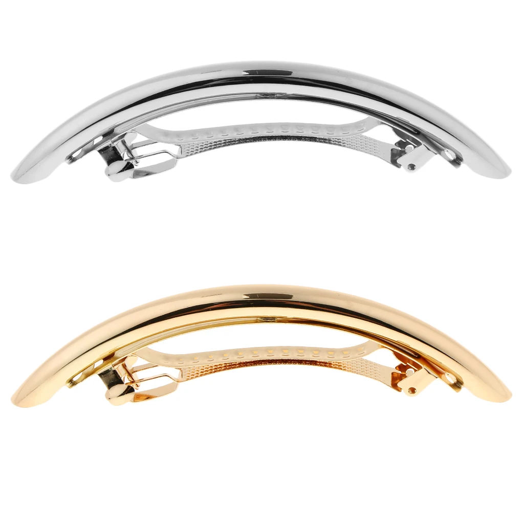 Elegant Leaf Automatic Spring Hair Barrette Metal Tube Automatic French Barrette Hair Clip Large Hairpin Ponytail Holder Jewelry