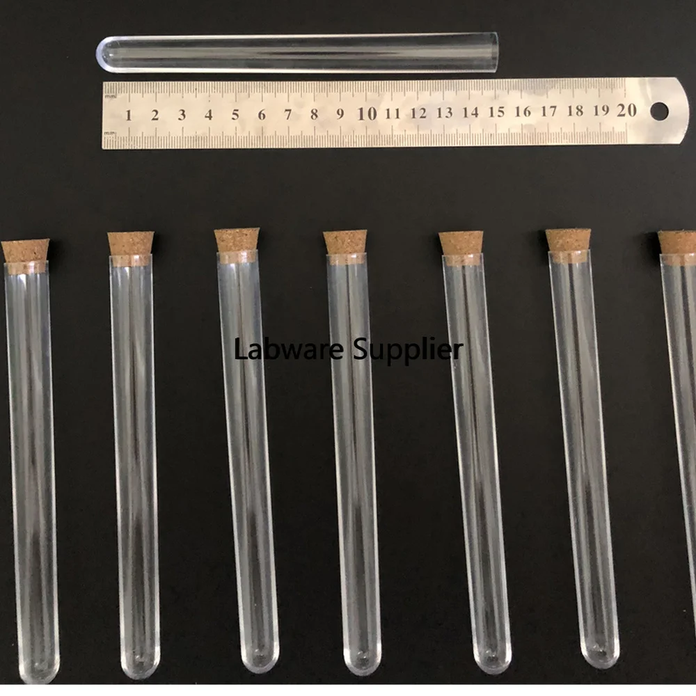 10 шт./упак.) 15x150 мм прозрачные пластиковые пробирки с пробковая заглушка u-форма bottem используется для лаборатории или свадебного флакона