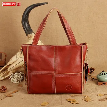 

Handmade Leather Handbag Women Shoulder Bag Ladies Diagonal Messenger Bag Large Capacity Crossbody Bags Retro Original Female