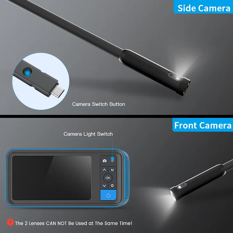 TESLONG Dual Lens Industrial Endoscope, 1080P HD Digital Borescope  Inspection Camera with Lights and 4.5 inch LCD Screen, MS450 