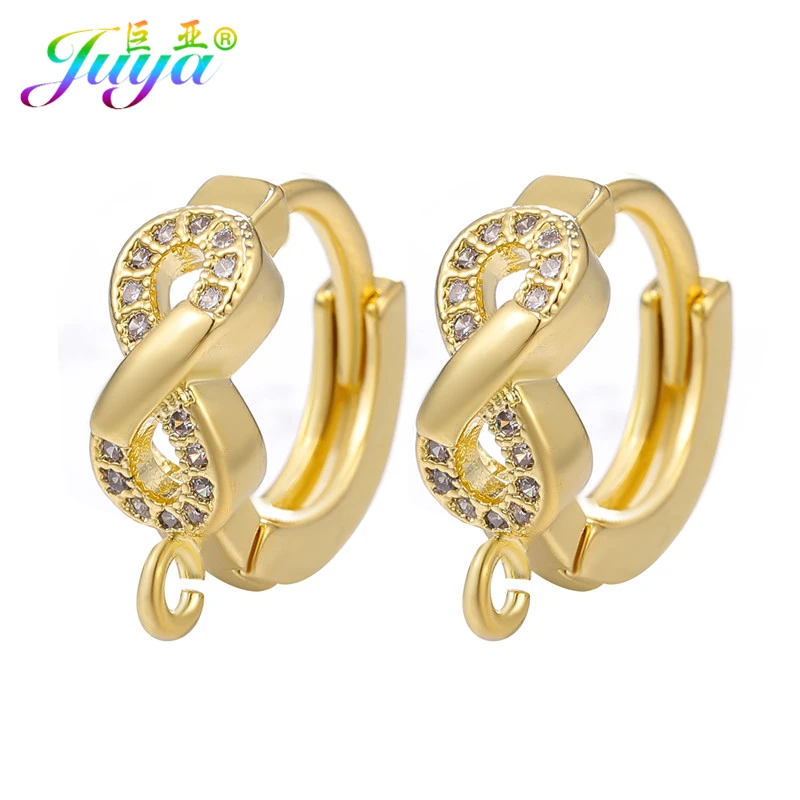 Gold Juya, сделай сам, кубический цирконий, золото/серебро, застежка, обруч, серьги, крючки и застежки, аксессуары для женщин, модные серьги, ювелирные изделия - Цвет: Gold