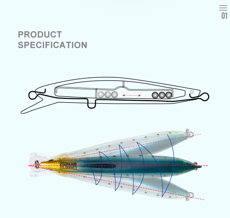 Kingdom Crankbait Angelköder 23 g 120 mm 30 g 130 mm Sea Crazy Jerkbait Floating Minnow Professioneller harter Schwimmköder Angelgerät – Detail 3