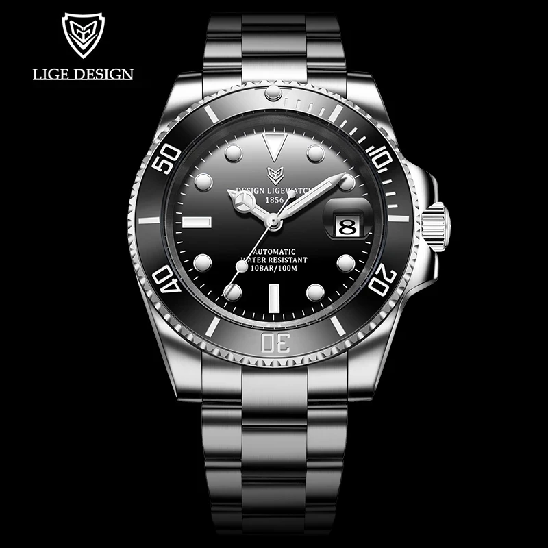 Watch Men Automatic Mechanical Tourbillon Clock Stainless Steel 100ATM Waterproof 2025 LIGE mechanical watch diver watch