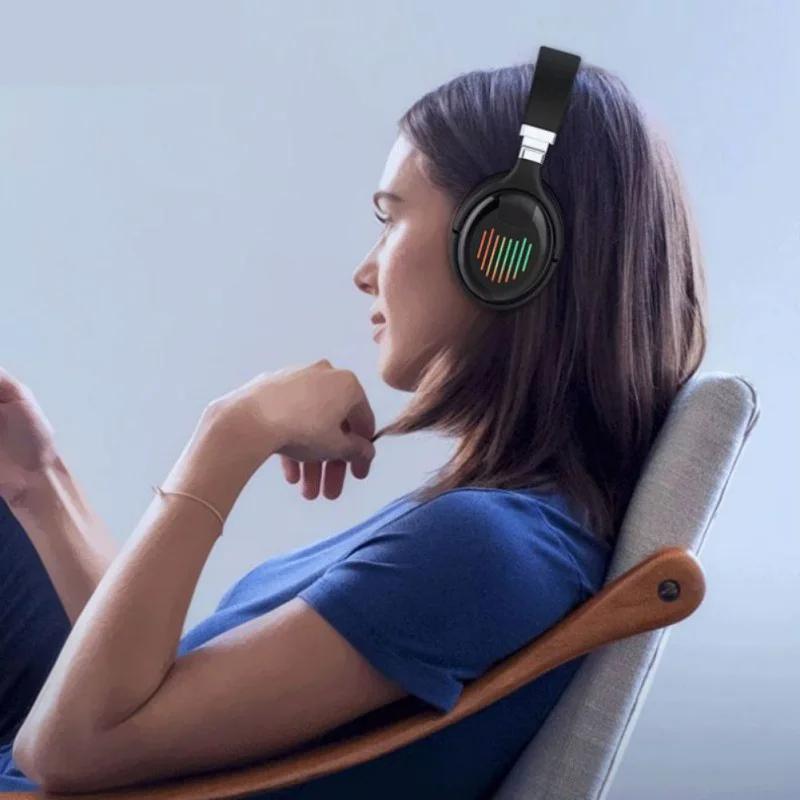 Беспроводные Bluetooth светящиеся наушники, гарнитура, складные наушники для телефона, компьютера, универсальные разноцветные Модные Наушники унисекс