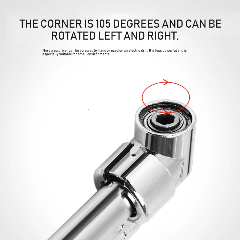 Сверло 6,35 мм с шестигранным хвостовиком, Аксессуары для инструментов, 105 градусов, угол с ручкой, электрическая отвертка, Угловая головка, удлинитель, ручной инструмент