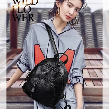 

2020 new ladies backpack solid color female student backpack