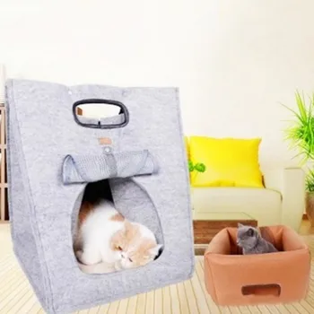 

Pet blanket bed cat kennel sofa indoor tent portable foldable dual purpose pet cat and dog washable felt sleeping nest kennel