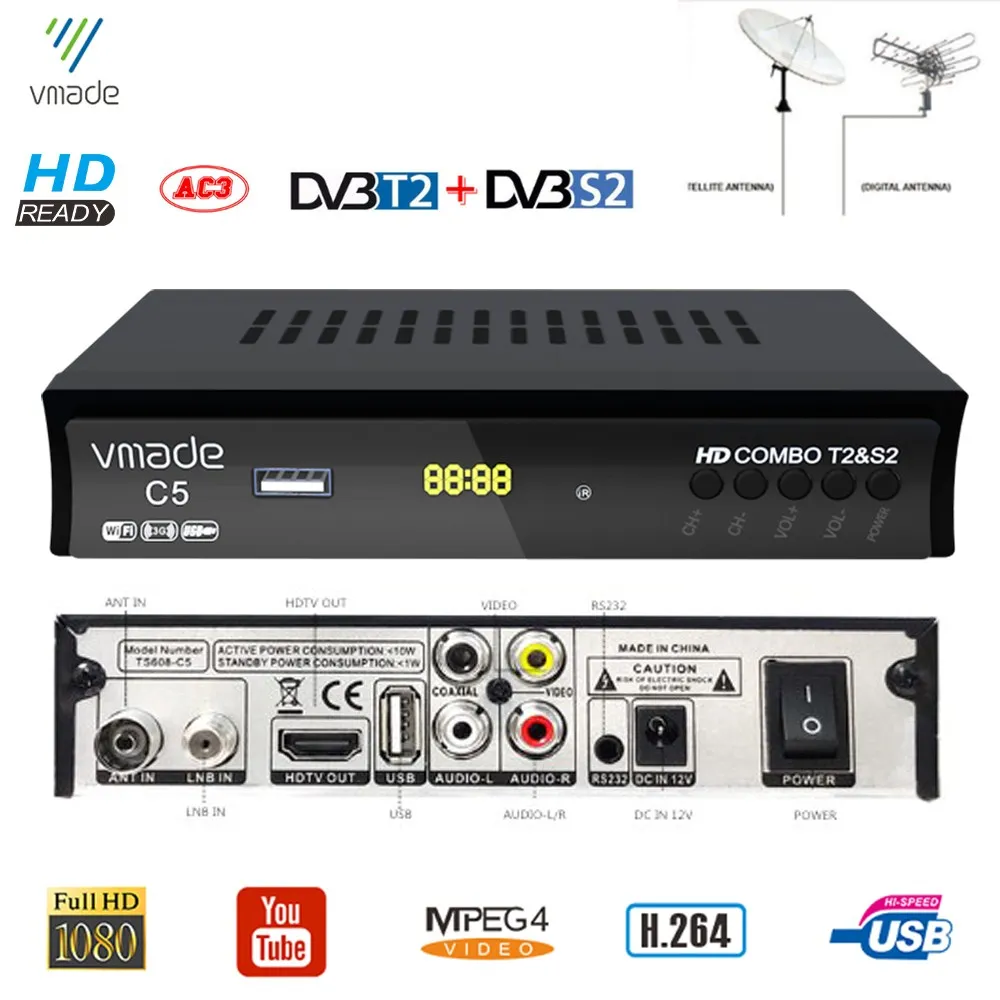 2020 новый DVB T2 S2 HD цифровой наземный спутниковый ТВ приемник комбо H.264 MPEG4 тюнер