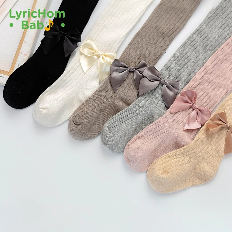 

LyricHom Baby 2Pcs Winter Bowknot Tights Cotton Thick Baby Girls Pantyhose Cute Clothes Newborn Infant Knitted Collant Tights
