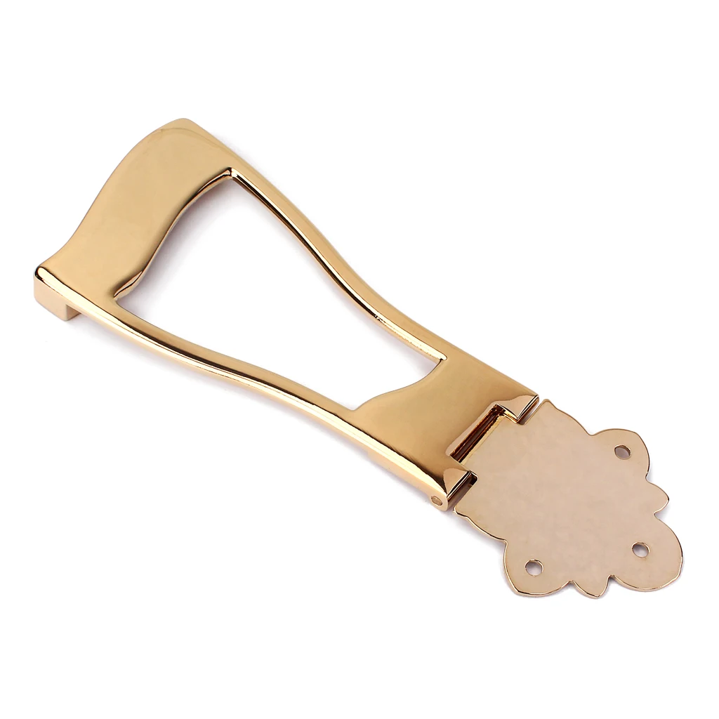 Metal 6 Strings Jazz Guitar Bridge Tailpiece Replacement for Hollowbody Archtop Guitar, Gold