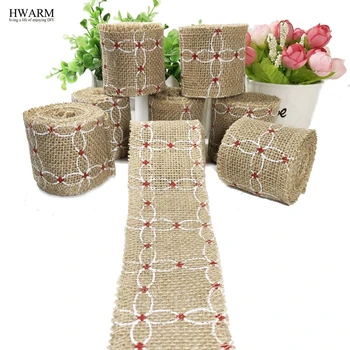 

12pcs 6cm White Net Red Knot Linen Lace Fabric Ribbon DIY Handmade Wedding Christmas Trim Decoration For Home Party Favors GIFT