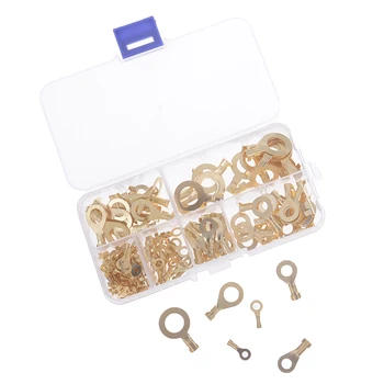 

150PCS/Set Ring Type Gold Golden Brass Non-insulated Crimp Terminals Connectors Cable Wire Connectors rminals Wholesale