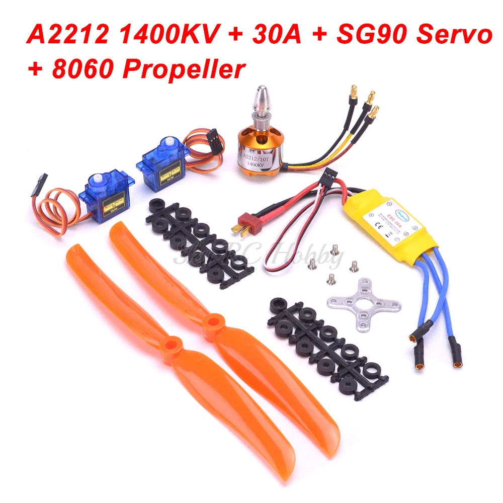 A2212 2212 1000KV / 1400KV 2200KV бесщеточный двигатель 30A 40A ESC SG90 Micro Servo 6035 8060 Prop для