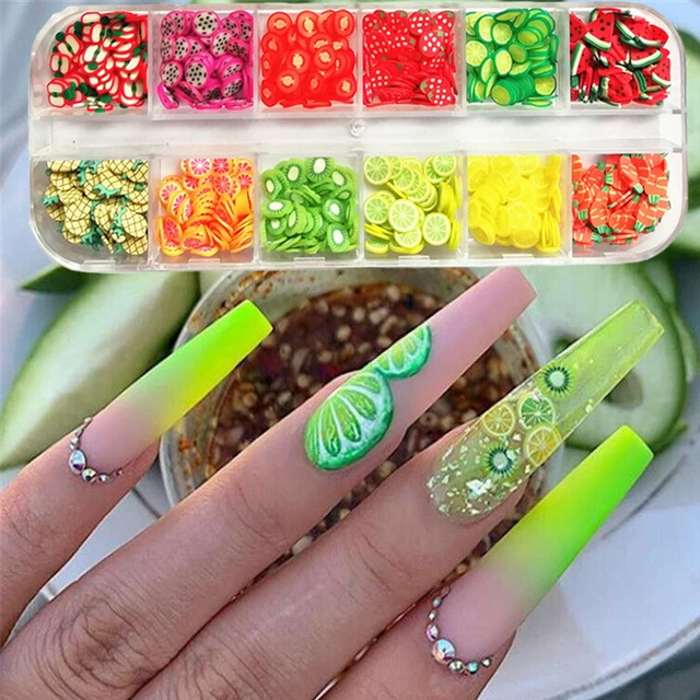 15 Jar Fruit Nail Art Charms,Fruit Slime Charms,3D Polymer Accessories For  Slime, Lip Gloss Making Supplies Resin And Nail Art Decorations