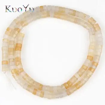 

4x2mm Cylinder Shape Yellow Jades Round Loose Rondelle Spacer Natural Stone Beads For Jewelry Making Diy Bracelet Accessories
