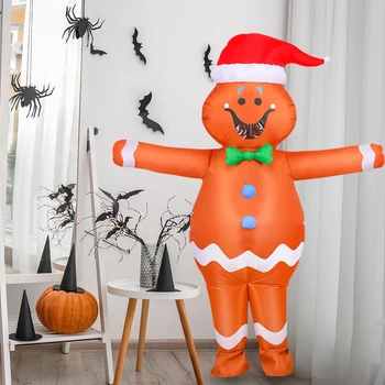 

Christmas Inflatable Cloth Funny Adult Gingerbread Man Suit Fancy Dress Mascot Cosplay Costumes Christmas Decoration
