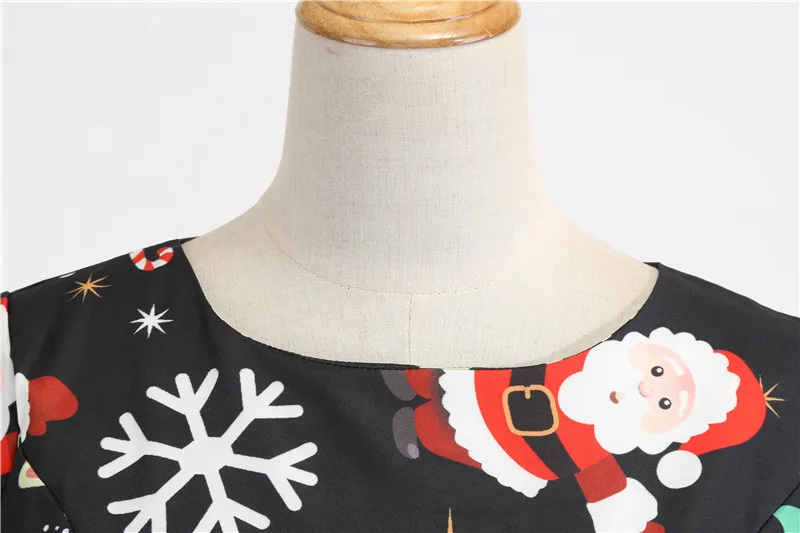 Зимнее женское платье на Рождество с принтом снежинок,, круглый вырез, короткий рукав, праздничные платья, винтажное платье до колена
