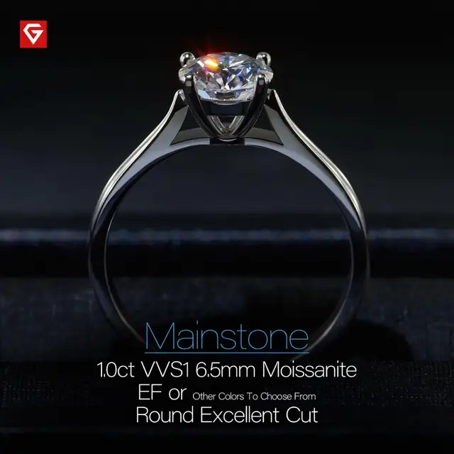 GIGAJEWE 1ct 6.5mm Round Cut EF VVS1 Moissanite 925 Silver Ring Diamond Test Passed Fashion Claw Setting Women Girlfriend Gift 3