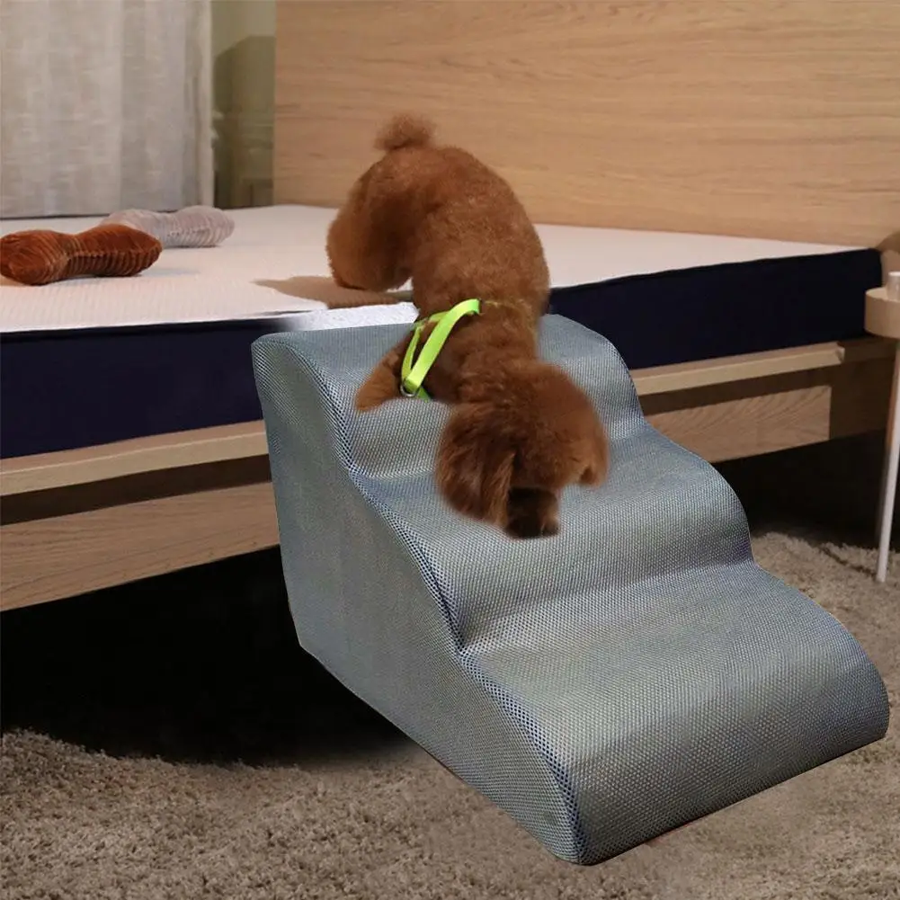 

Pet 3 Steps Stairs Dog House Bed Breathable Mesh Sponge Steps Puppy Cat Climbing Ladder Pet Supplies Dog Training Tool