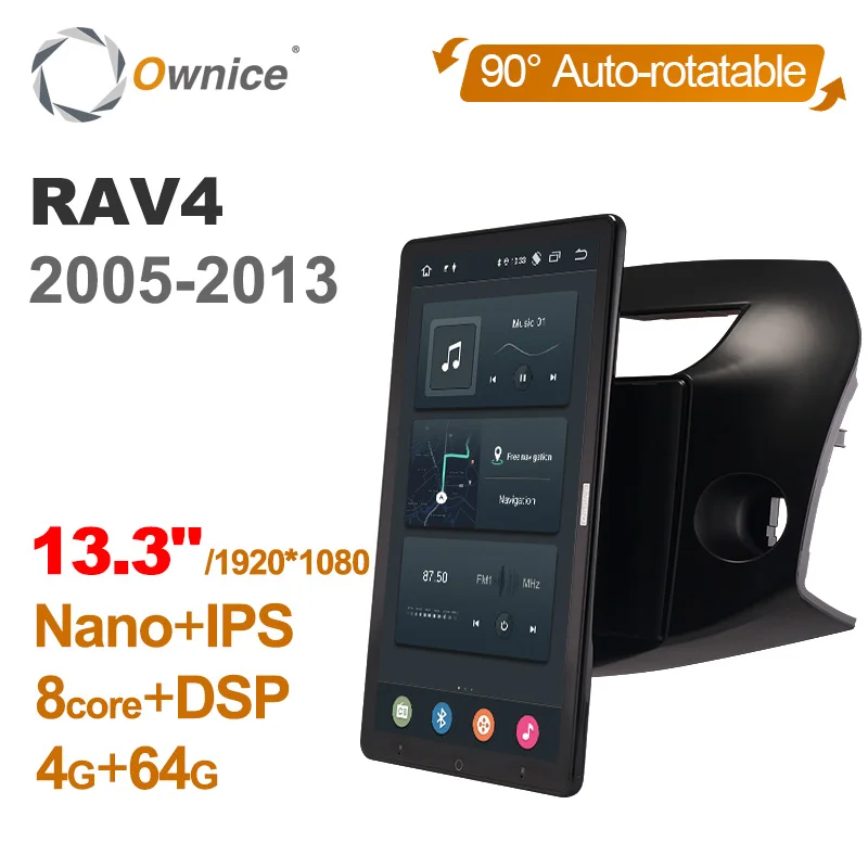 1920*1080 Android 10 0 Ownice 13 3 дюймов Вращающийся Авторадио 1 Din для Toyota RAV4 2005 2008 2013