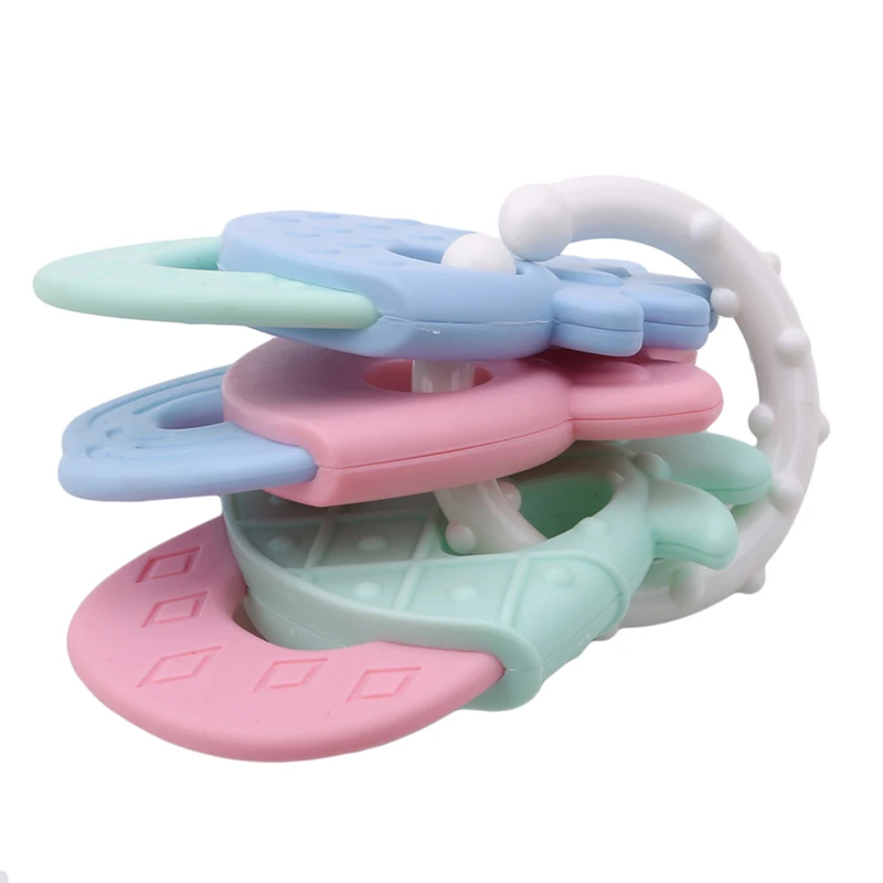 Мягкие ключей кольцо малыша большие коренные зубы для облегчения боли инструмент для захвата безопасности Прорезыватель для зубов образовательный игрушечный детский душ подарок