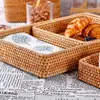 Hand-Woven Storage Basket Rattan Storage Tray Wicker Baskets Bread Fruit Food Breakfast Display Box Handicrafts Home Decoration 4