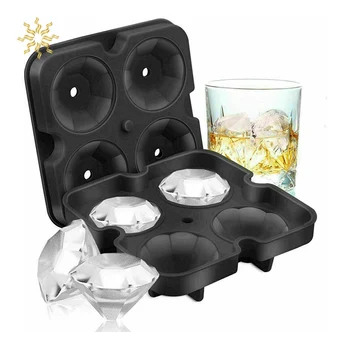 

4 Hole Diamond Ice Tray Mold Kitchen DIY Silicone Ice Mould Cake Mould Baking Tool Pudding Jelly Mold K802