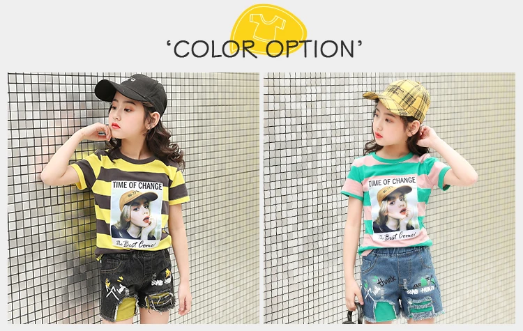 New Kid Fashion Girls Clothes Outfits Tops Pants Clothing Set New Girls Summer Cotton T Shirt Shorts Kids 2Pcs Clothing Set