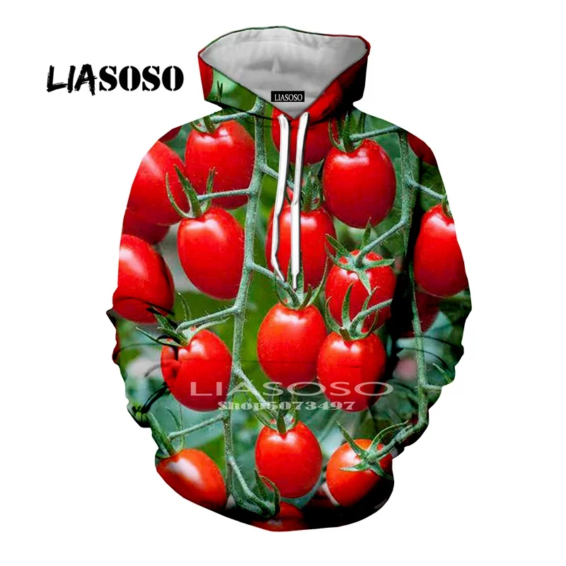 Liasoso, новая мода, Толстовка для мужчин, 3D принт, помидоры, толстовка, кофты, качественный пуловер, забавный, с капюшоном, уличная одежда размера плюс