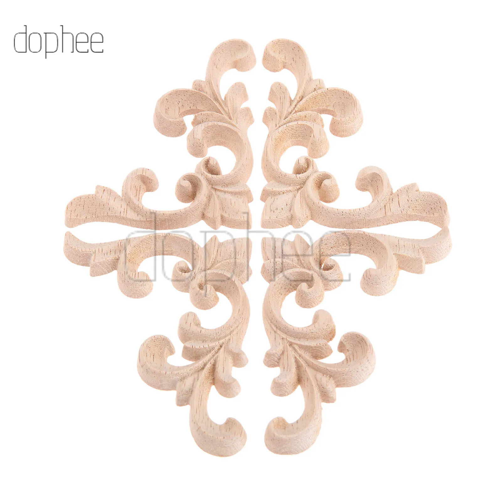 Dophee 2/4 шт. 7,5*6 см уникальный из натуральных тканей с цветочным узором дерева вырезанные фигурки поделки углу аппликации рамки стены дверь резьба по дереву декоративный светильник - Color: 4pcs