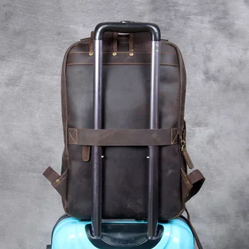 

AETOO Vintage crazy horse leather shoulder bag, handmade genuine leather backpack large men's leather computer travel backpack