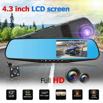 

4.3Inch HD Driving Video Recorder Car DVR Dual Lens Rearview Mirror Camera Driving Recorder