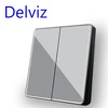 Delviz Crystal glass Switch, 1/2/3/4 Gang 2 Way, Grey panel Cable TV socket, RJ45 Computer Outlet, EU Standard Wall Light Switch ► Photo 2/6