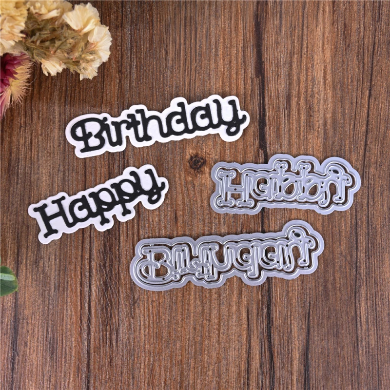 

YaMinSanNiO Happy Birthday word Die metal scrapbooking cutting dies new 2020 knives craft blessing stencil templates photo album