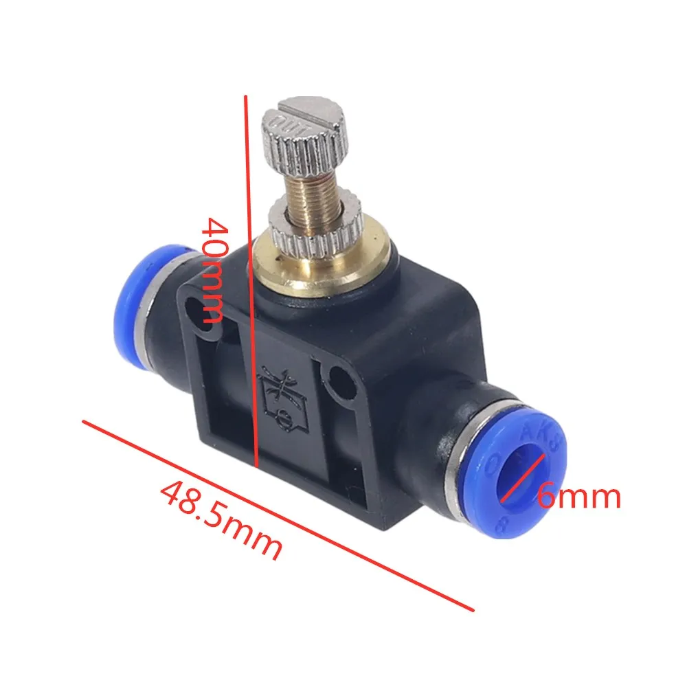 Дроссельный клапан SA 4-12 мм с контролем скорости потока воздуха клапан трубка водяной шланг пневматический нажимной фитинги - Цвет: OD  6MM