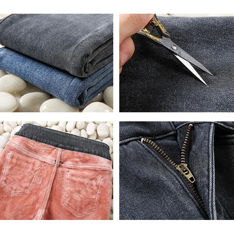 Winter Jeans Female High Waist Denim Skinny Warm Jeans for women Mujer Velvet Pencil Pants Stretch Pantalon Femme