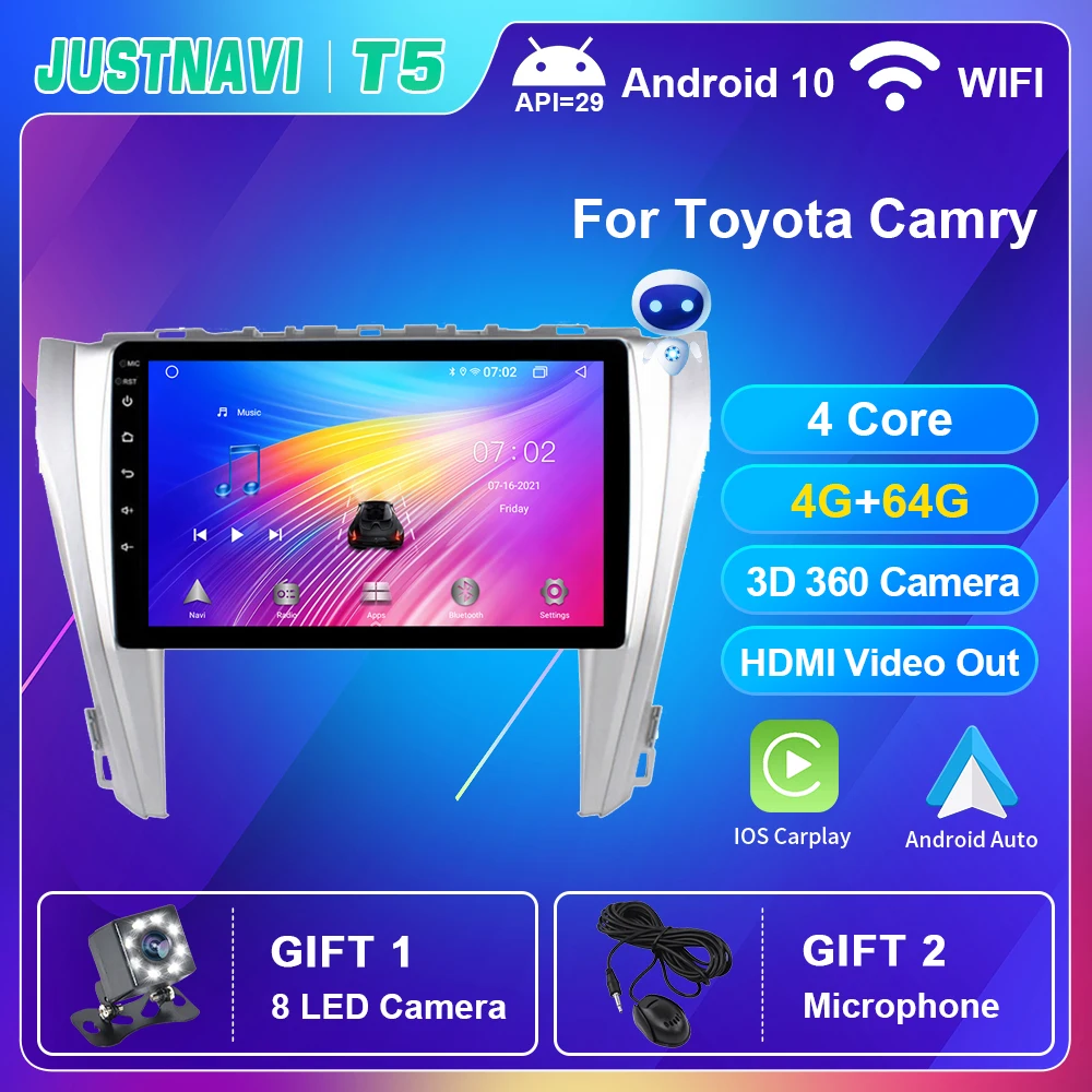 Автомагнитола на Android 10 0 для Toyota Camry 2015 2016 2017 Авторадио Carplay авто DVD мультимедийный