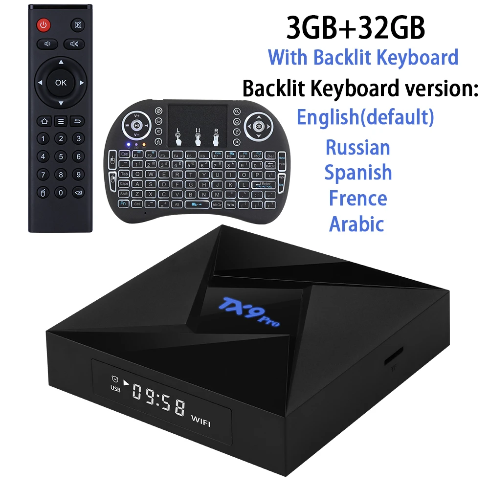 3G32Gkeyborad Amlogic S912 Android 9,0 ТВ приставка 3D 4K 2,4G& 5,8G Wifi Bluetooth Google голосовой помощник медиаплеер Бесплатные приложения очень быстрая верхняя коробка - Цвет: 3G32Gkeyborad