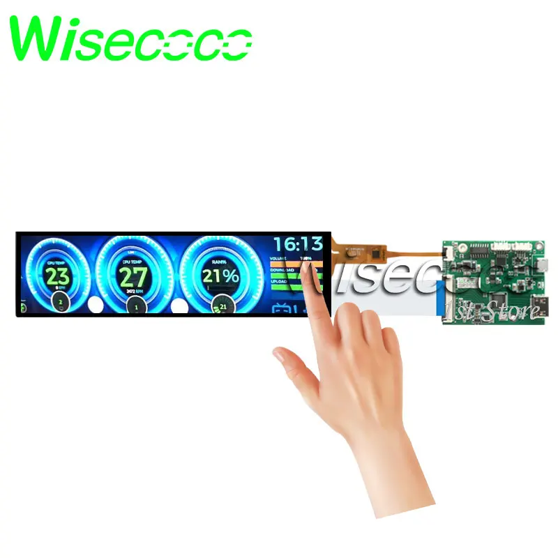 Polegada Aida64 Tela Secundária Hsd088ipw1 Longa Tira Lcd com Painel de Toque Capacitivo para Computador Case Exibição Raspberry pi 8.8