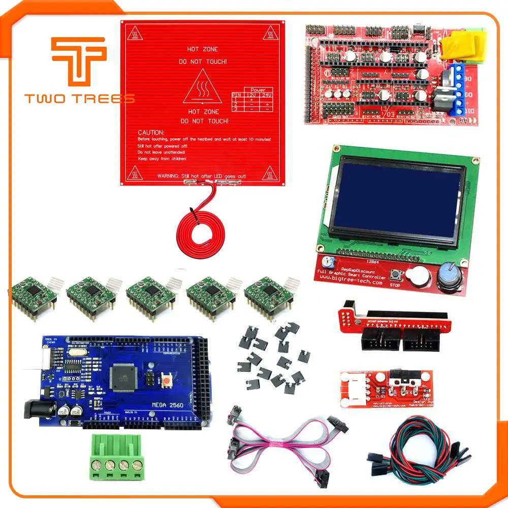 Детали для 3D принтера Reprap Ramps 1 4 комплект с Mega 2560 R3 + Heatbed MK2B 12864 ЖК контроллер