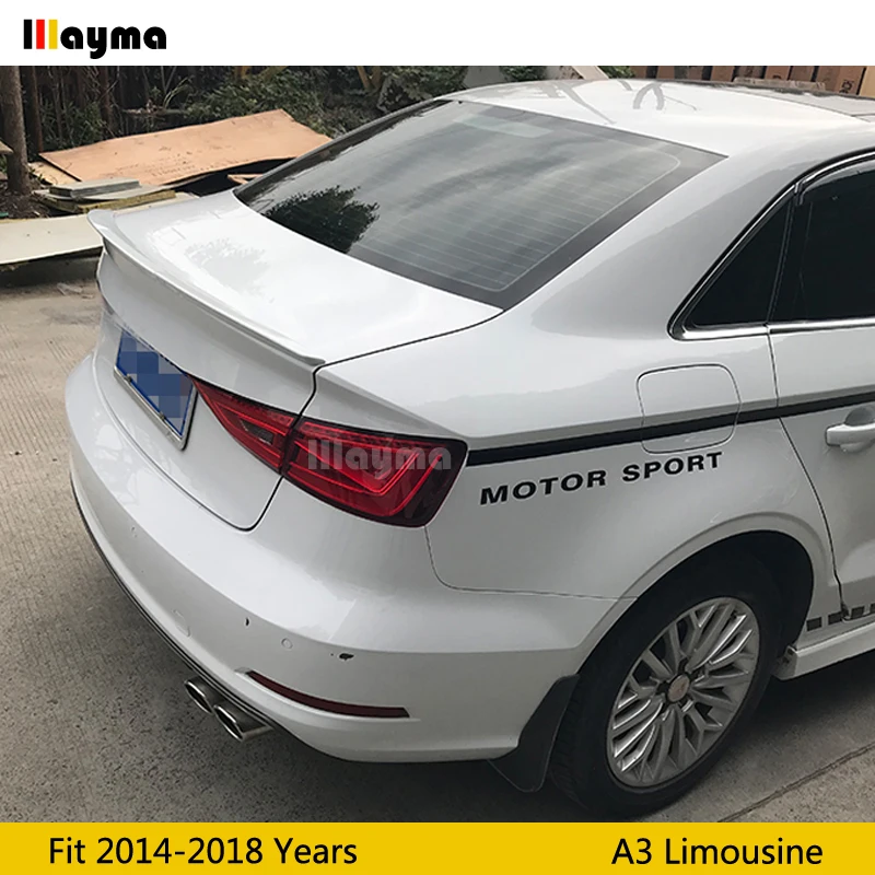V Стиль ABS задний спойлер на багажник для Audi A3 8 лимузин Sline S3 2014 2018 год блеск белого
