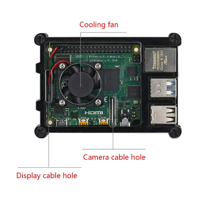 1Set Transparent Acrylic Case Enclosure with Cooling System External Fan Heatsink Screwdriver for Raspberry Pi 4 Model B 1Set Transparent Acrylic Case Enclosure with Cooling System External Fan Heatsink Screwdriver for Raspberry Pi 4 Model B