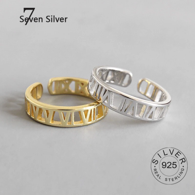 

Real 925 sterling silver finger rings for women I IX hollow out Trendy fine Jewelry Large Adjustable Antique Rings Anillos