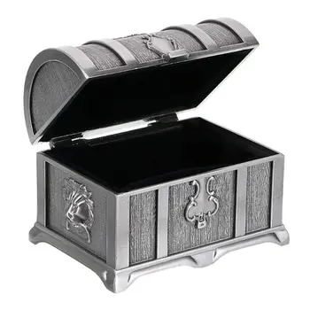 

Metal Vintage Jewelry Box/chest Home Decoration without Lock Ring Earrings Case
