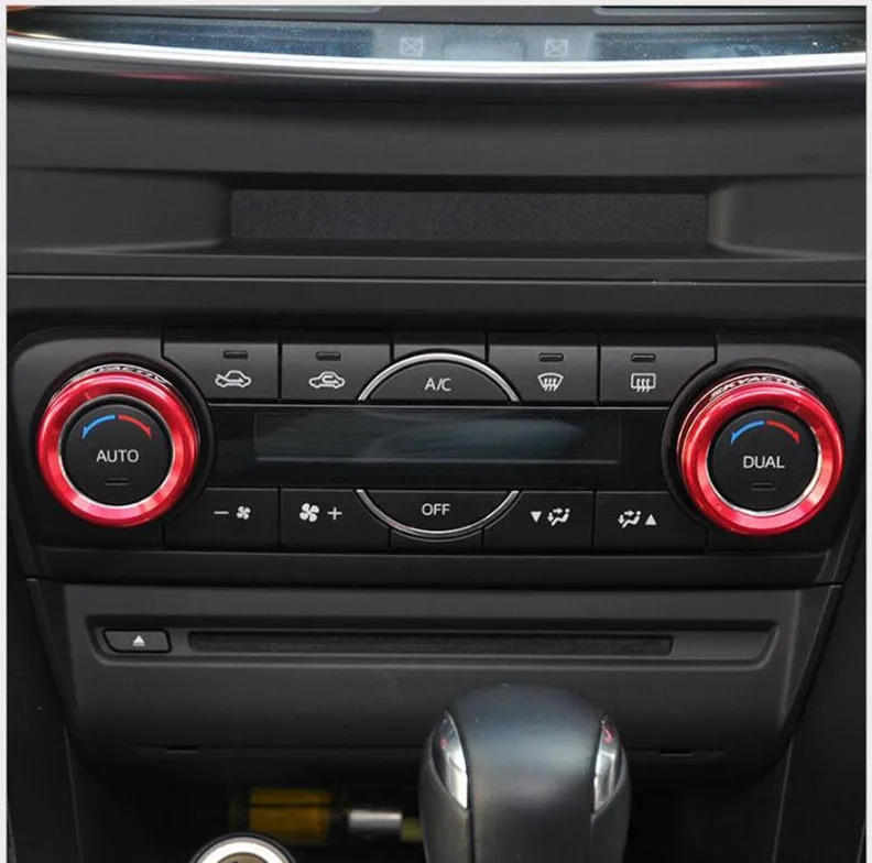 Aluminum AUX Media Control Air conditioner Cover Ring Trim For Mazda 3 AXELA MAZDA 6 ATENZA CX-3 CX-4 CX-5 CX-9 MX-5 car air conditioner trim strips