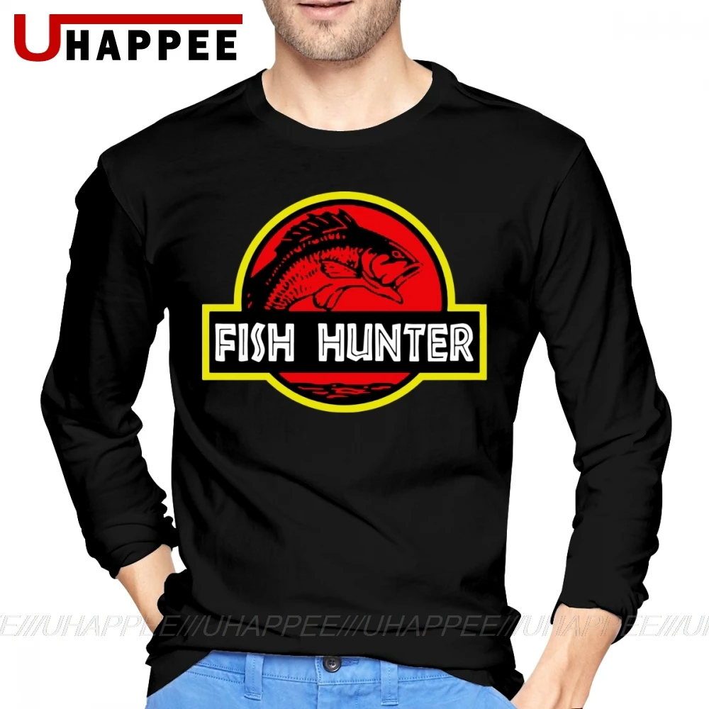 Мужская футболка Fish Hunter с круглым вырезом и длинным рукавом в стиле панк подарок