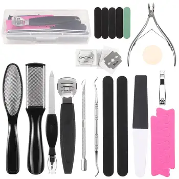

20PCS Professional Pedicure Tool Kit Foot Care Tool Feet Heels Toe Cuticle Kit File Set Dead Hard Skin Callus Remover Scraper