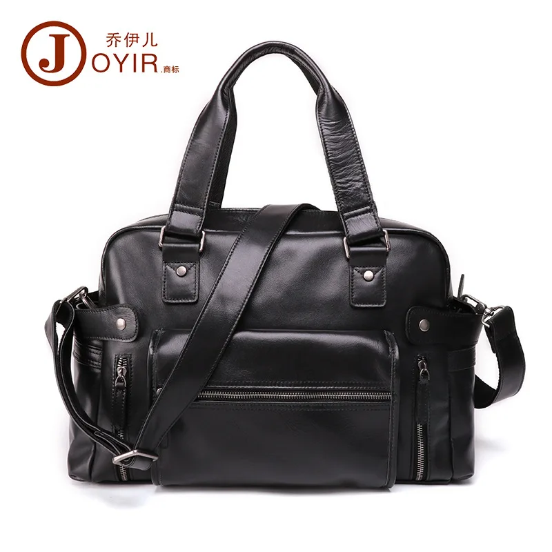 

Full-grain Leather Men's Shoulder Bag New Style Shoulder Bag Men's Multi-Level Handbag Black Retro Leather MEN'S Bag