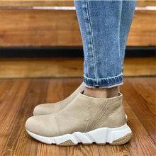 

Europe 2022 New Women Ankle Boots Fashion Wedges Platform Shoes for Woman Botas De Mujer Solid Low Cut Plus Size 43 Women Boots